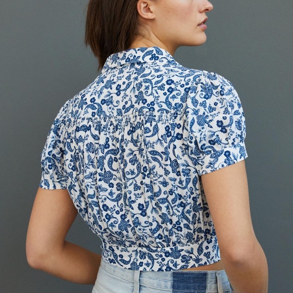 ✨ Anthropologie Floral Buttondown Shirt Sz XL - Picture 3 of 5